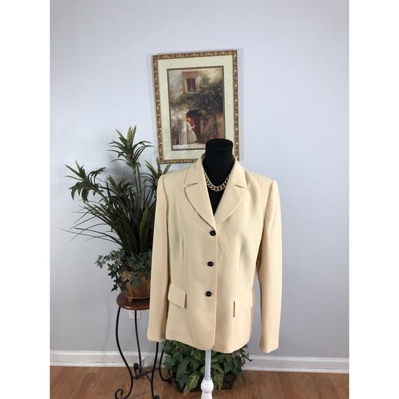 Le Suit Women Jacket 12 Mob Wife 3 Buttons Front Office Siren Lined Lapel - Picture 1 of 8